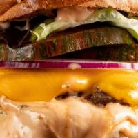 Cheeseburger · Marin sun farms organic beef, American cheese, lettuce, tomato, red onion, pickles & special...