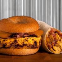 Chipotle Sandwich · Ham, egg and cheese breakfast sandwich with cheddar cheese on your choice of bagel