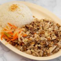 Sisig · Served with choice of rice.