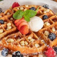 Fresh Corn Waffle, Gluten-Free  · Our delicious gluten-free waffle is made with fresh organic white corn. This waffle is so cr...