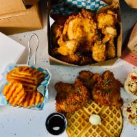 Large Family Meal Pack · 16 Piece Family Pack, Mac & Cheese, Cole Slaw, Waffle Fries, 4 Stack Belgian Waffles, Sweet ...