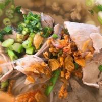 Hủ Tiếu Nam Vang Khô · Dry rice noodle with shrimp, fish ball, squid, BBQ pork, ground pork, liver, intestine, and ...