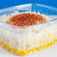 Esquite · Sweet white corn cut off the cob, mayonnaise, butter, lemon, Cotija cheese, tajin, chilli po...