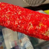 Elote With Hot Cheetos · Sweet white corn on the cob, mayonnaise, butter, cotija cheese, lemon, tajin, chilli powder,...