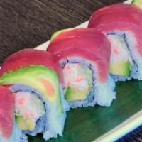 Hawaiian Roll · In: California roll. Out: fresh tuna with avocado.