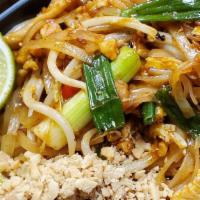 Pad Thai · A Thai street food favorite - thin flat rice noodles stir-fried with bean sprouts, bean curd...