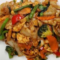 Drunken Noodles · Wide rice noodles (or choice of Ramen wheat flour noodles or thin Rice noodles), stir-fried ...