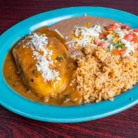 Chile Relleno Plate · Battered and fried poblano, chile stuffed with Jack cheese, topped with homemade parlano sau...