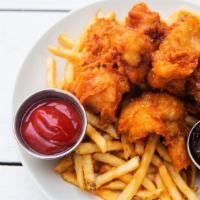Brandy Fried Chicken Nuggets · Fries, ranch, ketchup