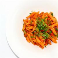 Penne Pomodoro · Penne rummo, fresh tomato sauce, and basil.