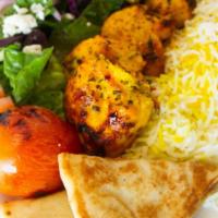 Moussa'S Famous Chicken Kabob & Rice Plate · Chicken Tenderloin, Grilled Pepper & Tomato, Seasoned Rice – Served with side salad and pita...