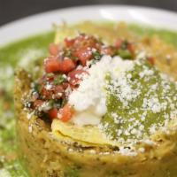 Green Chilaquiles · Eggs, tomatillo, pepitas, onion, cream, avocado, pico de gallo.
