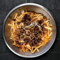 Philly Cheesesteak Fries. · Philly Cheesesteak | Grilled Onions | 
Melted Cheddar & Mozzarella