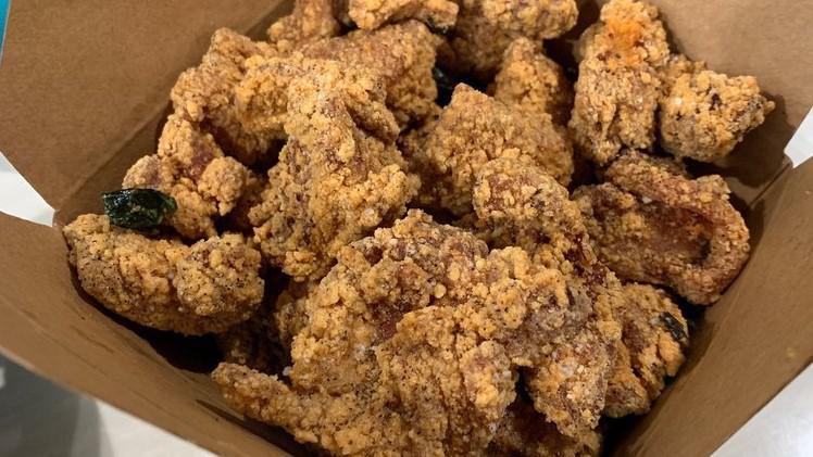 Basil Popcorn Chicken · Our famous signature bite size chicken battered with coat of seasoned flour for the right texture and flavor with basil. Our #1 snack.
