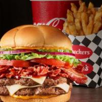 Smoky Bbq Bacon Buford Combo · The boss of burgers made with two large hand-seasoned, 100% beef hamburger patties, topped w...