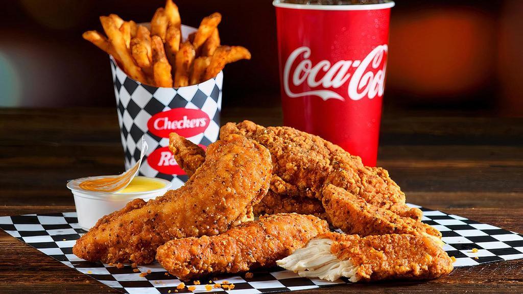 Fry-Seasoned Tenders Combo · Portable and loaded with flavor, introducing Checkers & Rally's NEW Fry Seasoned Chicken Tenders. All white meat crispy chicken tenders coated in Checkers & Rally’s Famous Seasoned Fry batter for a signature zesty taste.