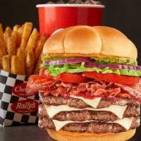 Triple Smoky Bbq Bacon Buford Combo · The boss of burgers made with three large hand-seasoned, 100% beef hamburger patties, topped...