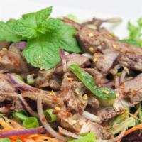 Beef Salad · Level of spiciness: Not Spicy/Mild/Medium/Hot. Grilled sliced steak with spring mix salad, s...