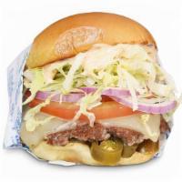 Hb Hot & Spicy · 1/4 lb all-natural beef patty, Pepper jack, jalapeno, red onion,
tomato, lettuce & Chipotle-...
