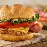 Bacon Smash® Crispy Chicken Sandwich · Crispy chicken breast, American cheese, applewood smoked bacon, lettuce, tomatoes, mayo, toa...