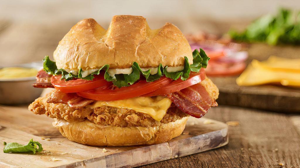 Bacon Smash® Crispy Chicken Sandwich · Crispy chicken breast, American cheese, applewood smoked bacon, lettuce, tomatoes, mayo, toasted bun