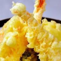 Mixed Tempura Appetizer · 2 pcs of deep-fried shrimp & 5 pcs of deep fried veggies.
