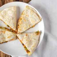 Stuffed Quesadilla  · Grilled ﬂour tortilla stuffed with chicken, bacon, avocado, cheese, pico and a chipotle sauc...
