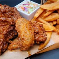 #2. 2 Pcs (Breast & Wings) · Served with Fries, pickled radish & cole slaw.
