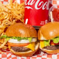 Swickies Combo · Two Thoms (Swickies meat patty, Cali sauce, onion and lettuce stacked within a brioche bun),...