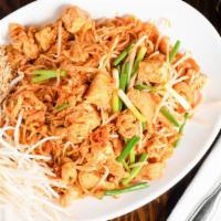 Pad Thai · Rice stick noodle stir fried with choice of meat, egg, tofu, bean sprout, green onion in pad...