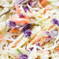Side Coleslaw · Mixed cabbage, carrot, green onion, and homemade apple cider slaw.