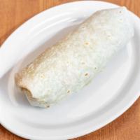 Burrito De Pescado · Fish,Burrito.
Rice,Beans,Cheese,sour cream,guacamole,and Mexican salsa.