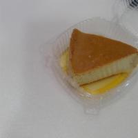 Flan · Sweetened egg custard with a caramel topping.