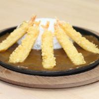 Shrimp Tempura Curry · Five shrimp fried to perfection in tempura batter. Served with curry and rice.