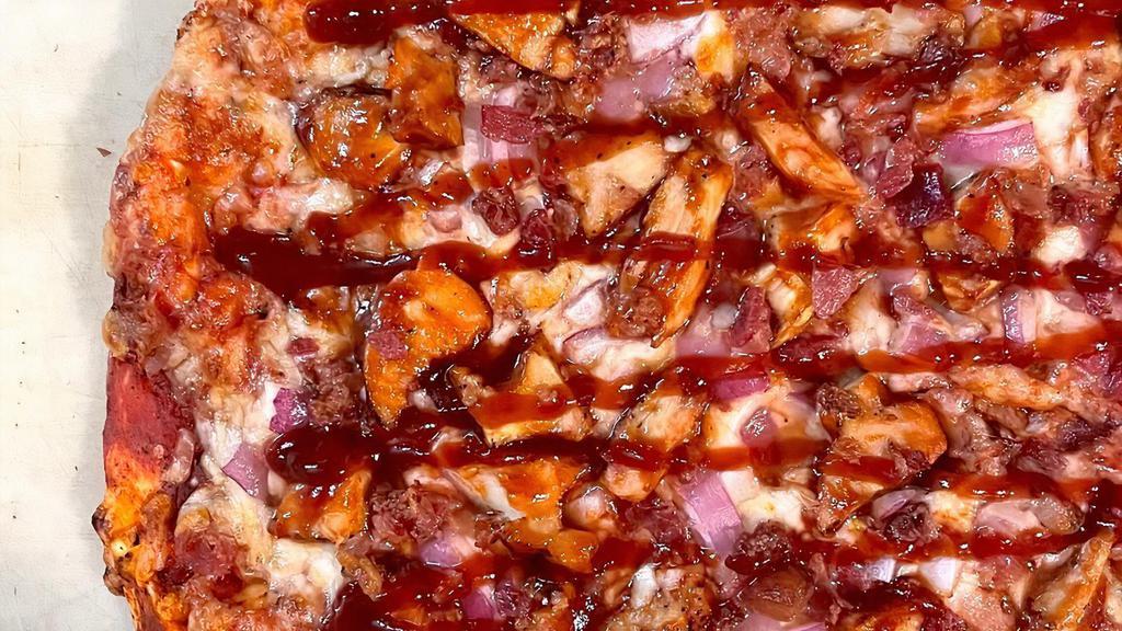 Bbq Cowboy · Our BBQ cowboy comes with grilled chicken, red onion, bacon, and bbq drizzle.