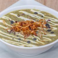 Ash Reshte · Vegetarian. A traditional Persian soup mixed with fresh herb noodles and beans, topped with ...