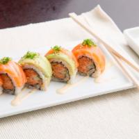 Sunkissed Roll · spicy tuna roll, fresh salmon, avocado.