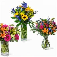Seasonal Mixed Flower Arrangement · Beautiful seasonal flowers arranged in a clear vase. 15-20 stems.