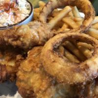 4 Piece Fried Chicken Lunch · Coleslaw, fries and onion rings (3).