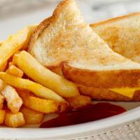 Kid'S Grilled Cheese Sandwich · Grilled cheese on white bread,  french fries and choice of drink.