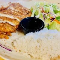 Chicken Katsu · Deep-fried chicken cutlet.