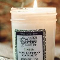 Timber Soy Lotion Candle · When a candle burns unattended, does it still have an aroma? Kidding, don't try this at home...
