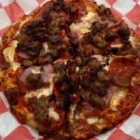 Meat Lover'S Pizza · Pepperoni, sausage, ground beef, bacon, Canadian bacon.