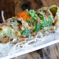 Pepper Bomb · Fried stuffed jalapeno w/cream cheese and spicy tuna.
