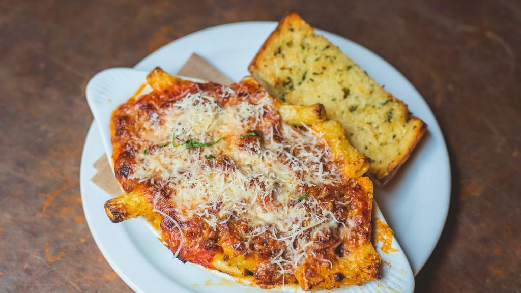 *Baked Pasta (Gluten Intolerant) · Gluten free spaghetti baked with Parmesan, cream and bolognese sauce. With gluten free baguette.
