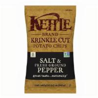 Kettle Potato Chips Salt And Pepper 5Oz · Krinkle cut potato chips.