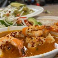 Camarones A La Diabla · Spicy shrimp cooked in our special homemade butter sauce. Served with corn or flour tortilla...