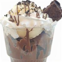 Brownies Ice Cream Cup · warm chocolate brownie bites served with a scoop of ice cream, topped with whipped cream and...