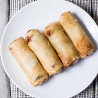 Thai Crispy Rolls · Vegetarian. Crispy fried veggie rolls with glass noodles, dried mushrooms, cabbage, and carr...