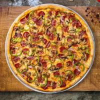 Superb Combo Pizza  · Pepperoni, salami, green peppers, mushrooms, red onions, Italian sausage, fresh ground beef,...